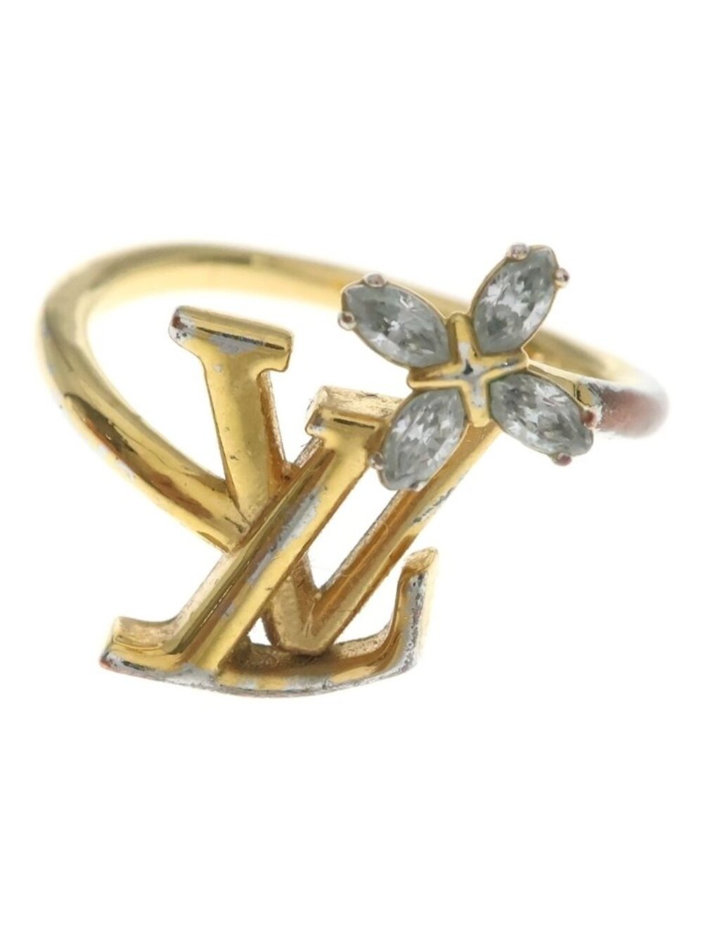 Louis Vuitton Iconic Flower Ring Metal Gold Rhinestone